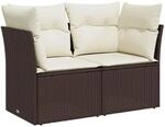 vidaXL Gartensofa mit Kissen 2-Sitzer, Sofa mit Staufach unter Sitzfl&auml;che,