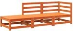 vidaXL Gartensofa mit Fu&szlig;hocker 2-Sitzer Wachsbraun Massivholz Kiefer