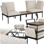 tectake® 5-in-1 Gartenlounge Set, Gartenmöbel mit Outdoor Kissen wetterfest, Lounge tectake® 5-in-1 Gartenlounge Set, Gartenmöbel mit Outdoor Kissen wetterfest, Lounge