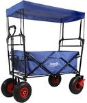 Lemodo, Bollerwagen mit Luftreifen faltbar mit Dach, 120 kg Tragkraft,...