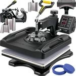 VEVOR 1200W Hitzepresse 8 IN 1 T-Shirtpresse, 38 x 38cm Schwarz Transferpresse,