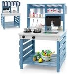 COSTWAY Matschk&uuml;che Kinder Outdoor, Kinderk&uuml;che Tannenholz mit Wasserfunktion,