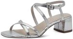 Tamaris Damen Sandalen mit Absatz Textil Vegan Blockabsatz Sommer; SILVER
