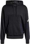 adidas Men's Essentials LOSE FIT Three BAR Terry Hoodie, Black/White, S
