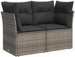 vidaXL Gartensofa mit Kissen 2-Sitzer, Sofa mit Staufach unter Sitzfl&auml;che,