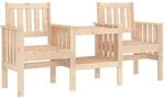 vidaXL Gartenbank, 2-Sitzer Bank mit Tisch Ablage, Sitzbank Parkbank mit