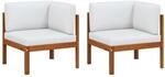 vidaXL 2X Akazienholz Massiv Garten Ecksofa mit Auflagen Sofa Lounge Gartensofa