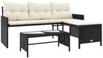 vidaXL Gartensofa in L-Form mit Tisch Kissen, Outdoor Sofa Terrassensofa, Garten