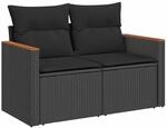 vidaXL Gartensofa mit Kissen 2-Sitzer, Sofa mit Staufach unter Sitzfl&auml;che,