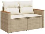 vidaXL Gartensofa mit Kissen 2-Sitzer, Sofa mit Staufach unter Sitzfl&auml;che,
