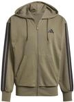 adidas Herren Essential Three Stripes French Terry Fullzip Hoodie Sweatshirt, Olive