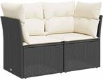 vidaXL Gartensofa mit Kissen 2-Sitzer, Sofa mit Staufach unter Sitzfl&auml;che,