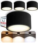 SSC-LUXon 4 St&uuml;ck CELI-X LED Aufbaulampen schwarz rund flach - 3CCT Lichtfarbe