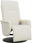 vidaXL Massagesessel mit Fu&szlig;teil Creme Kunstleder