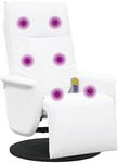 vidaXL Massagesessel mit Fu&szlig;teil Wei&szlig; Kunstleder