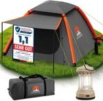 ELONEO aufblasbares Zelt f&uuml;r 1-3 Personen mit Vordach & Luftpumpe, Camping Zelt