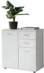 Wohnling Kommode 71x35,5x78 cm Holz Wei&szlig; mit T&uuml;ren und Schubladen