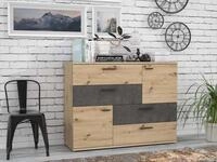 Forte Skive Raffinierte Kommode mit 2-Farbiger Front, 2 T&uuml;ren und 4 Schubladen,
