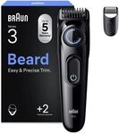 Braun Series 3 Beard Trimmer BT3500 244930 Akku/Netz black/blue 2 Aufs&auml;tze