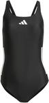 adidas Damen 3 Stripes C-Back Swimsuit Swimwear, Black/White, 32