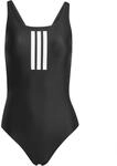 adidas Damen 3 Stripes V-Back Swimsuit Swimwear, Black/White, 36