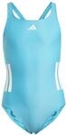 Adidas Girl's 3-Stripes C-Back Swimsuit, Lucid Cyan/White, 11-12 Years