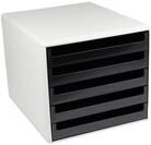 Metzger & Mendle 30050901BE hellgraue Schubladenbox mit 5 schwarzen Sch&uuml;ben,