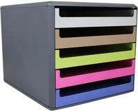 Schubladenbox, Geh&auml;use Anthrazit, Recycling Blauer Engel, Bunt