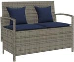 vidaXL Gartenbank mit Stauraum und Kissen Grau Poly Rattan, Gartenbank,...
