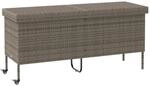 vidaXL Gartentruhe mit Rollen Grau 160x55x75 cm Poly Rattan, Garten Auflagenbox,