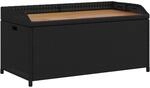 vidaXL Bank mit Stauraum Schwarz 100x50x52 cm Poly Rattan Akazienholz