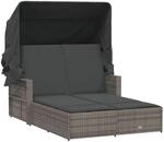 vidaXL Doppel Sonnenliege, Sonnenbett mit ausziehbarem Sonnendach, Doppelliege...