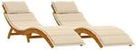 vidaXL Sonnenliege mit Kissen 2 pcs Beige Massivholz Akazie, Gartenlounge und