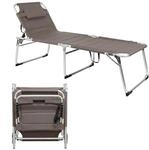 Spetebo Aluminium Gartenliege XXL Taupe | Sonnenliege gepolstert, Mit...