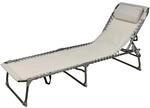 XL Relax Klappliege mit Kopfkissen hell grau - 190 x 60 cm - Sonnenliege mit 5-fach