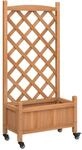vidaXL Pflanzk&uuml;bel mit Rankgitter und Rollen Braun Massivholz Tanne