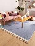 benuta Pop Wollteppich Karla - Blau 160x230 cm - Baumwolle,Wolle - Rechteckig & im