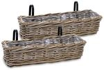 Spetebo Rattan Balkonkasten Natur 60 x 20 cm - 2er Set - Weide Pflanzkorb mit