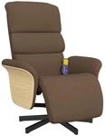 vidaXL Massagesessel mit Fu&szlig;teil Braun Stoff