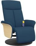 vidaXL Massagesessel mit Fu&szlig;teil Blau Stoff