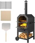 Outsunny 2-In-1 Pizzaofen Outdoor mit Rollen Grillofen mit Schutzh&uuml;lle...