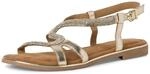 MARCO TOZZI Damen Sandalen mit Absatz Glitzer aus Leder, Gold (Gold Comb), 36 EU
