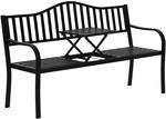 Outsunny 2-Sitzer Gartenbank mit ausziehbar Tisch Parkbank Schwarz
