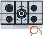 Klarstein Ignito Gaskochfeld, 5-Zonen-Sabaf-Brenner, 3,6 kW&ndash;1 kW, Geh&auml;rtetes Glas,