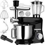 Retoo K&uuml;chenmaschine 3 in 1, 3200 W, 6 L, Fleischwolf, Glas-Mixer, Schwarz | 6