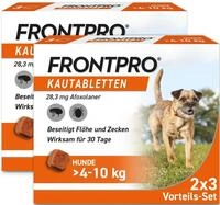 FRONTPRO Hund M - Kautablette gegen Zecken & Fl&ouml;he (Hunde 4 bis 10 kg) - 2x3