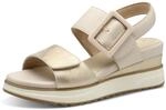 s.Oliver Damen Sandalen mit Keilabsatz mit Schnalle Bequem, Gold (Champagne Comb), 42