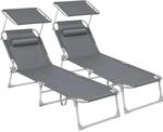 SONGMICS Sonnenliege, 2er Set, klappbarer Liegestuhl, 193 x 53 x 29 cm, bis 150...