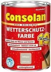 Consolan Wetterschutzfarbe, Deckender Holzschutz f&uuml;r Au&szlig;en, Delfingrau, 750ml