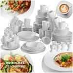 tectake&reg; Geschirrset 12 Personen, Porzellan Geschirr Set 100tlg, u.a. 12x...